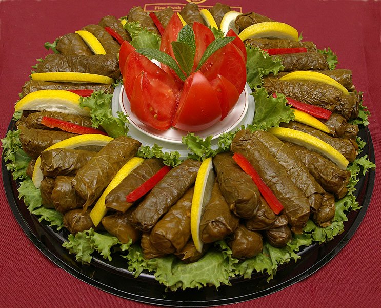 Stuffed grape leaves tray